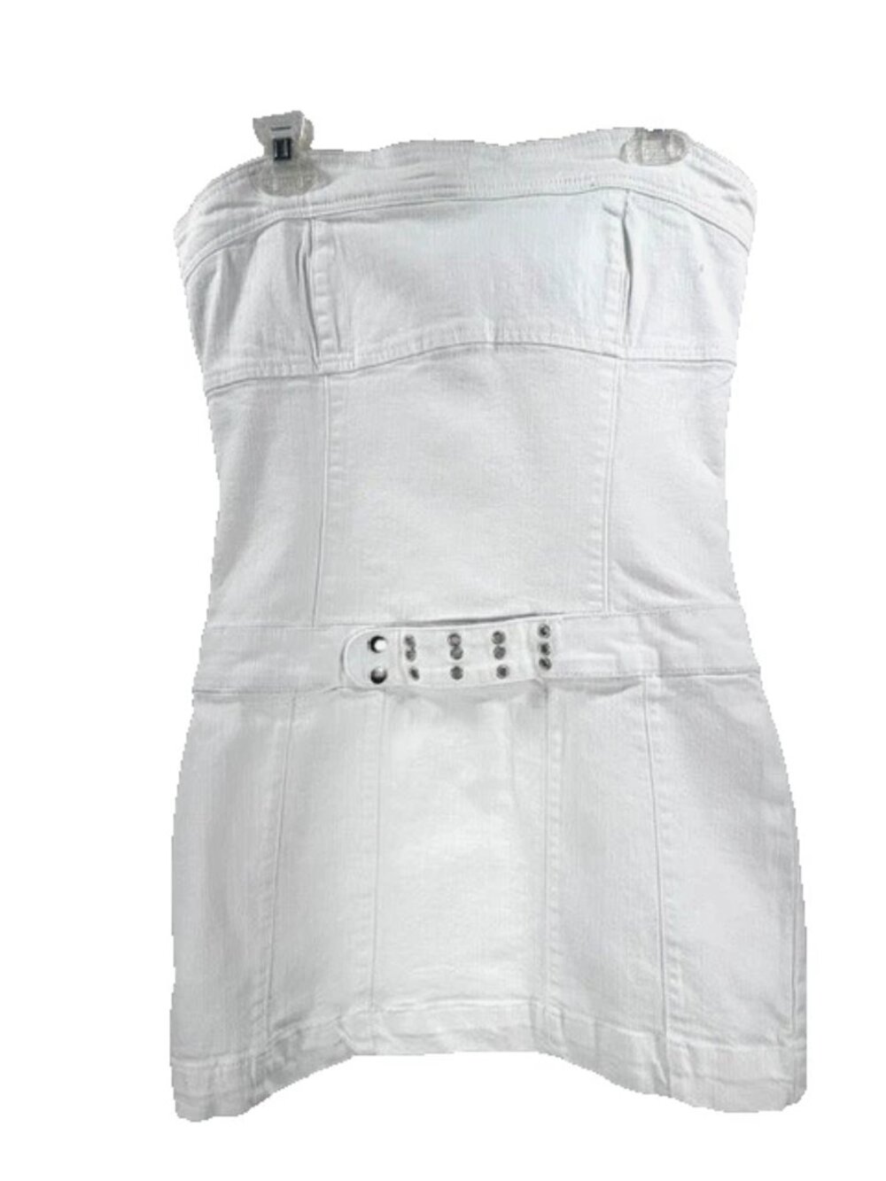 Shorty Women White Dress Strapless Waistband with Rivets Junior Size XL